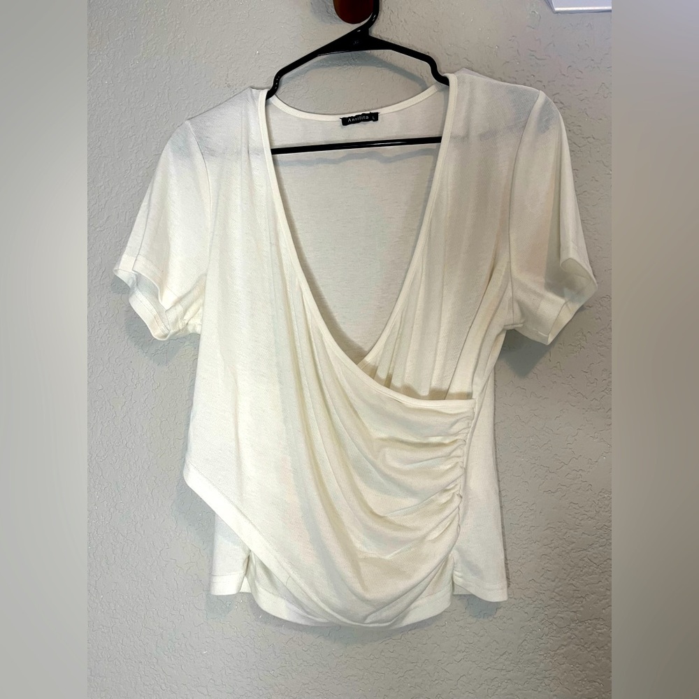 Anrilita White Wrapped Short Sleeve L